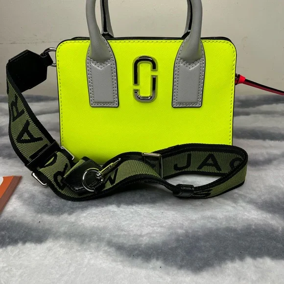 Neon Yellow and Gray Women's Handbag - Picture 3 of 9